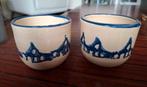 Vintage Crème Blauwe Kommetjes met Beschildering, Antiek en Kunst, Ophalen of Verzenden