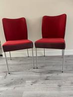 2 Bert Plantagie Duo Eetkamerstoelen - Leer & Stof, Gebruikt, Twee, Rood, Ophalen