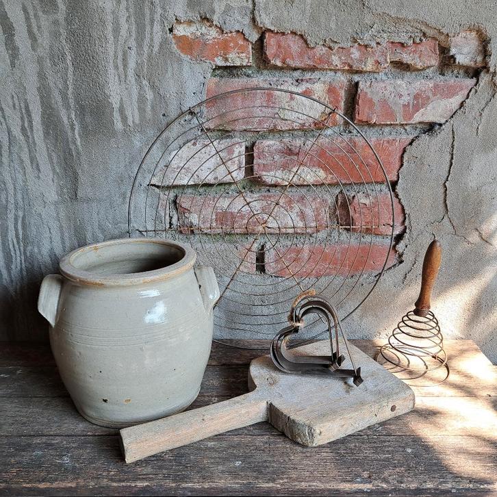 Brocante oude Franse grespot wasklopper klutser hart*Etage3*, Huis en Inrichting, Woonaccessoires | Overige, Gebruikt, Ophalen of Verzenden