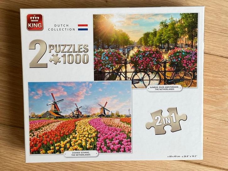 King Puzzel 2x1000 stukjes - Nederland, Hobby en Vrije tijd, Denksport en Puzzels, Zo goed als nieuw, Legpuzzel, Meer dan 1500 stukjes