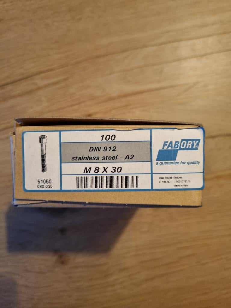 Cilinderschroef binnenzeskant RVS M8 x 30, Doe-het-zelf en Verbouw, Nieuw, Ophalen of Verzenden, Minder dan 50 mm, Rvs