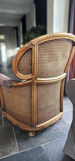 Vintage rotan fauteuil met kussens – retro lounge stoel, Ophalen, Gebruikt, Vintage rotan fauteuil met kussens – retro lounge stoel