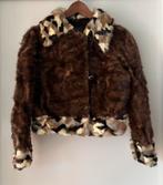Mooi bruin kort bontjasje met patchwork afwerking S - M, Bruin, Verzenden, Furrier, Maat 36 (S)