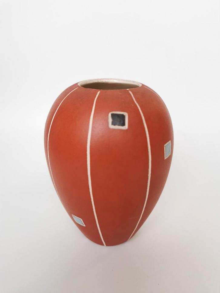 L ancora de Kroon retro vintage blokjes vaas origineel etike, Antiek en Kunst, Antiek | Keramiek en Aardewerk, Verzenden