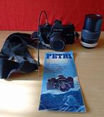 PETRI MF-1 + 50mm 1:1.7 en zomlens 135mm 1:2.8 + flitser, Verzenden, Gebruikt, Spiegelreflex, Overige Merken