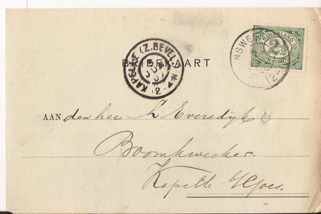 HANSWEERT 1907 Van den BRINK Commissionair Expediteur, Ophalen of Verzenden, Voor 1920, Gelopen, Zeeland