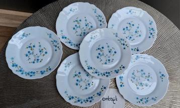 6 Arcopal ontbijt bord borden Myosotis vergeet-mij-nietjes  beschikbaar voor biedingen