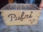 Brocante oud houten kistje met 24 glazen flesjes / Pufri, Huis en Inrichting, Woonaccessoires | Overige, Ophalen, Gebruikt, Nvt