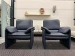 2 Nieuwstaat Leolux Catalpa fauteuils blauw design stoel, Leolux, 75 tot 100 cm, Ophalen of Verzenden, Zo goed als nieuw