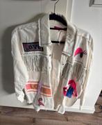 Spijkerjas met print - Trendy!, Maat 38/40 (M), Wit, Ophalen of Verzenden, Zo goed als nieuw