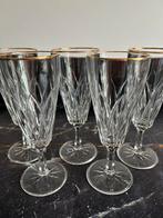 5 vintage VMC Reims kristallen champagneglazen m gouden rand, Ophalen of Verzenden