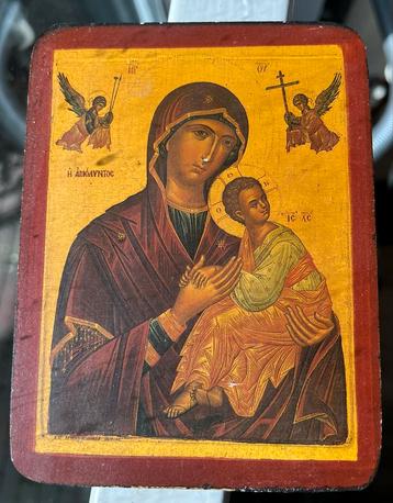 Houten Icoon Madonna met Kind beschikbaar voor biedingen