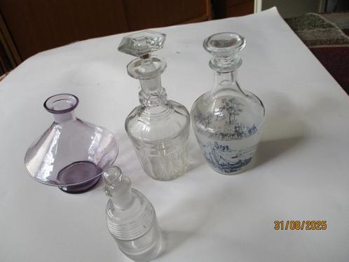 karafjes van glas antiek 4 stuks, Antiek en Kunst, Antiek | Glas en Kristal, Ophalen of Verzenden