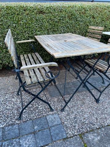 Franse bistro tuinset hout/ metaal beschikbaar voor biedingen