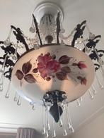 Antieke hanglamp met beschilderde schaal en pegels, Ophalen