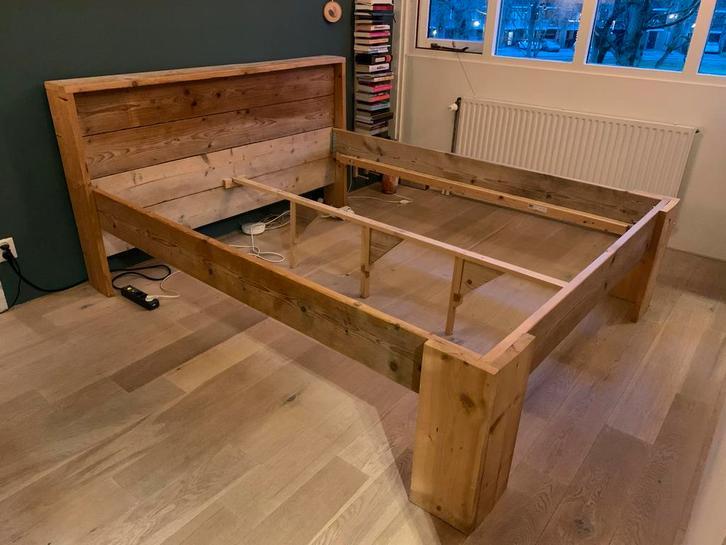Steigerhouten bed 160x200 - Gebruikt, goede staat, Huis en Inrichting, Slaapkamer | Bedden, Gebruikt, Tweepersoons, 160 cm, 200 cm