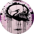 Banksy flamingo Muurcirkel 120x120 Kunststof + Ophangsysteem, Huis en Inrichting, Woonaccessoires | Schilderijen, Tekeningen en Foto's
