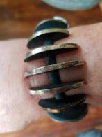 Verzilverde Zwarte Armband Visgraat Model, Ophalen of Verzenden, Zo goed als nieuw, Zilver, Zilver