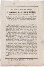 Thomas van den Berg 1822 Raamsdonk + 1885 Raamsdonk, Verzenden, Bidprentje
