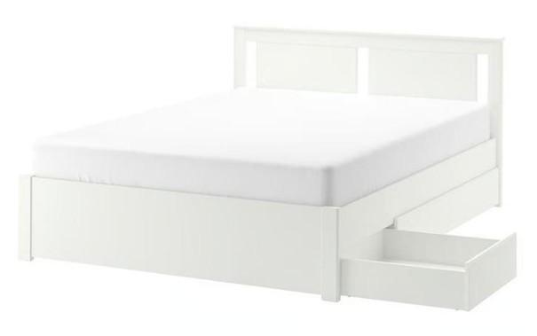 Bedframe IKEA 140x200 met 2 bedlades, Huis en Inrichting, Slaapkamer | Bedden, Gebruikt, Tweepersoons, 140 cm, 200 cm, Hout, Wit
