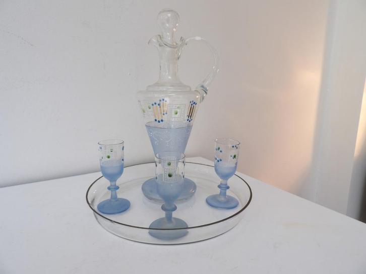 Art Deco/Art Nouveau Likeurset Vieux Chenee/Liege, Antiek en Kunst, Antiek | Glas en Kristal, Ophalen of Verzenden