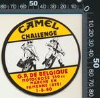 Sticker: Camel Challenge - GP De Belgique 1980, Ophalen of Verzenden, Zo goed als nieuw, Auto of Motor