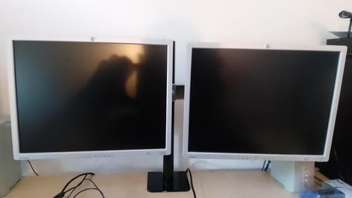 2x HP LP2065 Flat Panel Monitor – 20" LCD met standaard, Computers en Software, Monitoren, Gebruikt, 60 Hz of minder, DVI, In hoogte verstelbaar