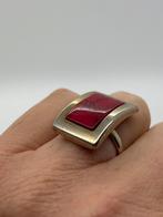 Z522 Prachtige zilveren ring rode jaspis maat 18, Sieraden, Tassen en Uiterlijk, Ringen, Ophalen of Verzenden, X, Met edelsteen