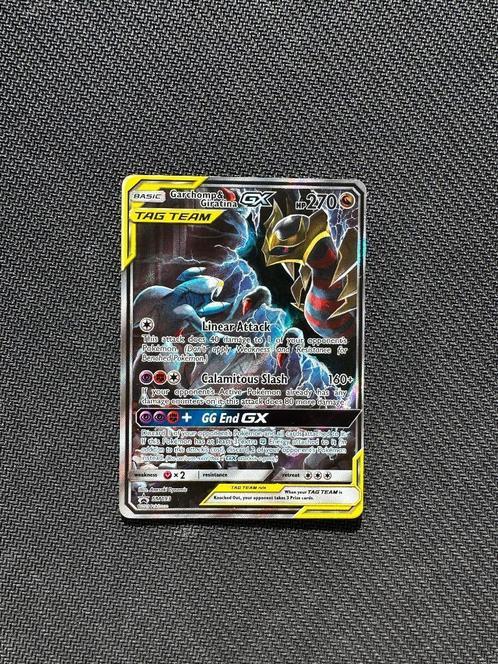 Garchomp & Giratina GX - Tag Team - 193 SM Black Star Promo, Hobby en Vrije tijd, Verzamelkaartspellen | Pokémon, Gebruikt, Losse kaart