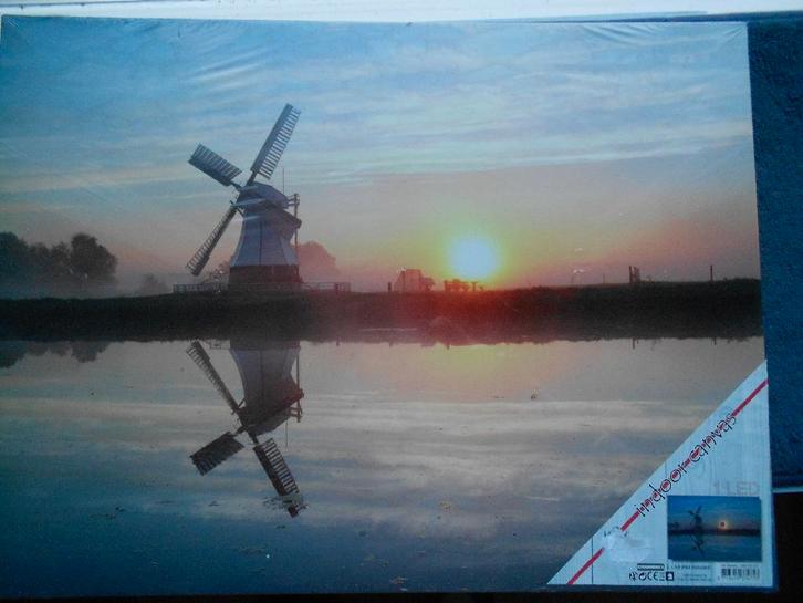 indoor canvas met 1 led lichtje molen, Huis en Inrichting, Woonaccessoires | Wanddecoraties, Zo goed als nieuw, Ophalen