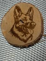 Berken schijf met afbeelding Duitse herdershond lasergebrand, Ophalen of Verzenden