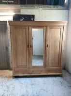 Kledingkast antieke grenen demontabel spiegel 3 deurs, Gebruikt, ., 150 tot 200 cm, Ophalen of Verzenden