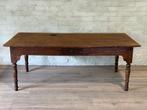 Antieke boerentafel met 1 lade - 210 x 95 cm + 80 cm hoog, Ophalen of Verzenden