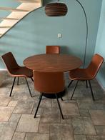 Cognac Eettafel met Stoelen, Ophalen, Gebruikt, Overige houtsoorten, 100 tot 150 cm