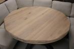 Gave grote ronde eettafel tafel metaal eikenhout boomstam, Huis en Inrichting, Tafels | Eettafels, Ophalen, 150 tot 200 cm, Rond