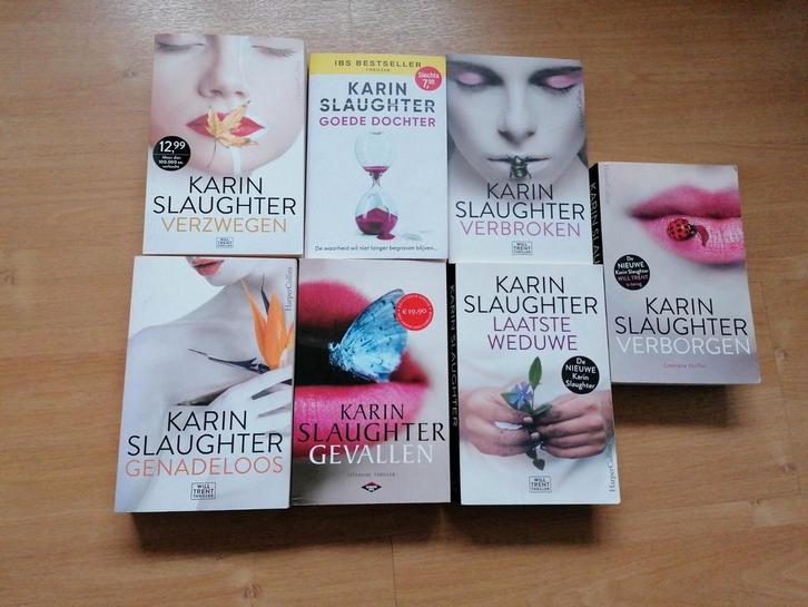 7x Karin Slaughter -De laatste Weduwe-Verborgen-Gevallen, Boeken, Thrillers, Zo goed als nieuw, Ophalen of Verzenden