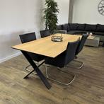 Nieuwe eikenhouten tafel – 2m met zwarte X-poten, Verzenden, ., Eikenhout, 200 cm of meer