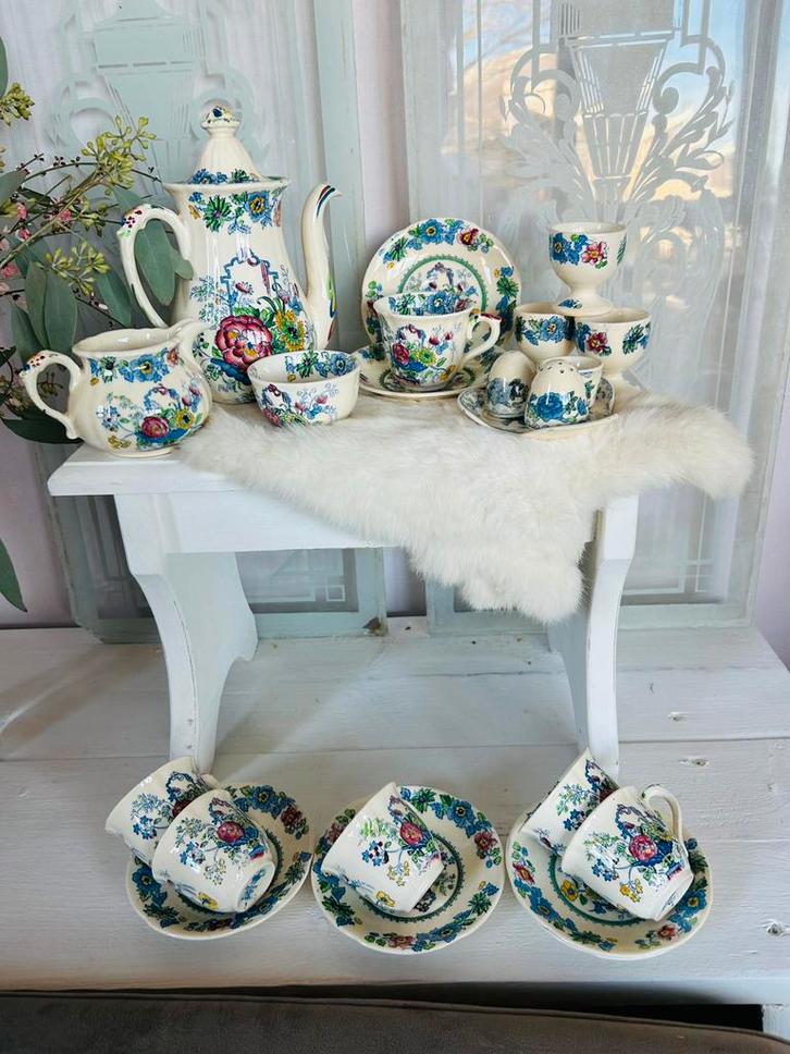 Mason’s Strathmore koffie dessert setvies antiek izgst, Antiek en Kunst, Antiek | Servies compleet, Ophalen of Verzenden