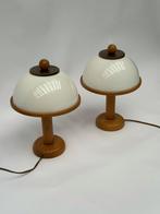 Set Steinhauer Houten Mushroom Tafellampen Dutch Design 70s, Ophalen of Verzenden, Zo goed als nieuw, Retro vintage, Minder dan 50 cm