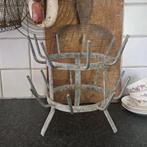 Klein oud brocante Frans zinken flessenrek tafelmodel Etage3, Gebruikt, ., Ophalen of Verzenden, .