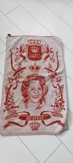 Vintage handdoek kroning Beatrix 1980 bruin wit, Ophalen of Verzenden, Gebruikt, Nederland, Overige typen