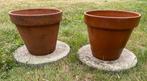 2x terra cotta bloempotten van 29 cm hoog voor buiten, Ophalen, Gebruikt, Rond, Minder dan 25 cm