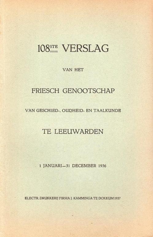 100ste verslag van het friesch genootschap 1936, Boeken, Geschiedenis | Stad en Regio, Gelezen, 20e eeuw of later, Verzenden