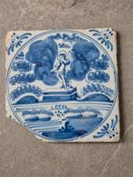 Delfts Blauw Tegeltje met Religieuze Voorstelling, Antiek en Kunst, Ophalen of Verzenden