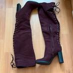 Mooie overknee laarzen met hak en veter bordeaux nieuw 37, Verzenden, Nieuw, Rood, Hoge laarzen