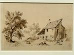 Aquarel van boerderij. Onleesbaar gesigneerd. 1864., Ophalen of Verzenden