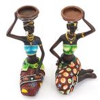 Afrikaanse Vrouwen Kandelaar/ Beeldje Poppetje Figuur Afrika, Huis en Inrichting, Woonaccessoires | Kandelaars en Kaarsen, Verzenden