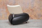 ZGAN! Leolux Pallone design fauteuil zwart en gebr wit leer, Leolux, Leolux, Design, 75 tot 100 cm