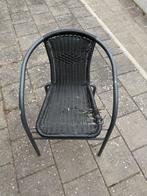 Zwarte Rotan Stoel - Gebruikt, Huis en Inrichting, Stoelen, Ophalen, Gebruikt, Zwart, Metaal