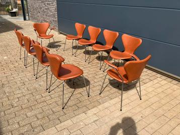 Fritz Hansen series 7 Vlinderstoelen in Cognac leder NIEUW!! beschikbaar voor biedingen